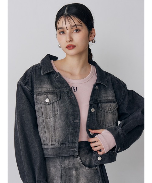 MURUA（ムルーア）の「【セットアップ対応】2wayデニムジャケット（デニムジャケット・レディース・ミント/ピンク/アイボリー/ブラック・FREE）」の8枚目の写真