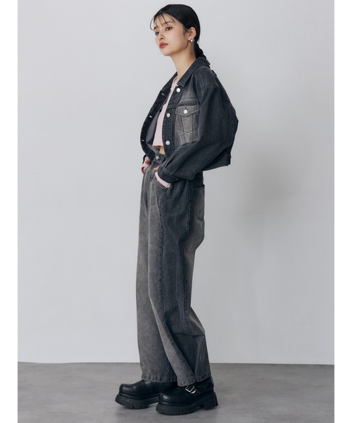 MURUA（ムルーア）の「【セットアップ対応】2wayデニムジャケット（デニムジャケット・レディース・ミント/ピンク/アイボリー/ブラック・FREE）」の11枚目の写真