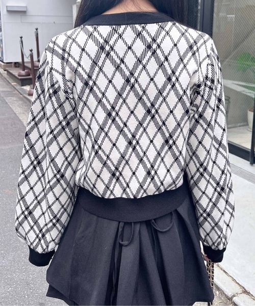 INGNI（イング）の「チェック柄ジャガードリボンニット（ニット/セーター・レディース・ホワイト×ブラック/ベージュ系その他2・M）」の6枚目の写真
