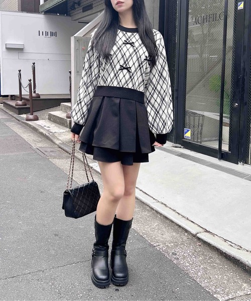 INGNI（イング）の「チェック柄ジャガードリボンニット（ニット/セーター・レディース・ホワイト×ブラック/ベージュ系その他2・M）」の8枚目の写真