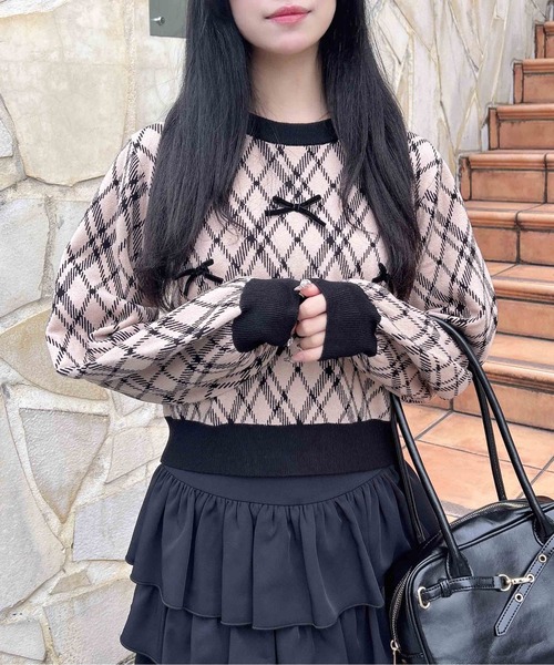 INGNI（イング）の「チェック柄ジャガードリボンニット（ニット/セーター・レディース・ホワイト×ブラック/ベージュ系その他2・M）」の10枚目の写真