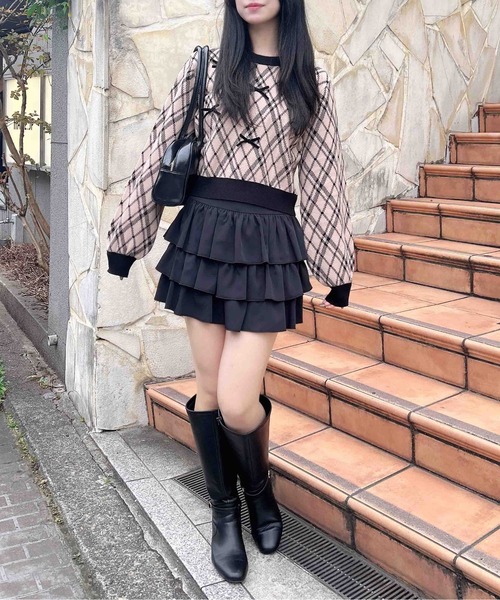 INGNI（イング）の「チェック柄ジャガードリボンニット（ニット/セーター・レディース・ホワイト×ブラック/ベージュ系その他2・M）」の13枚目の写真