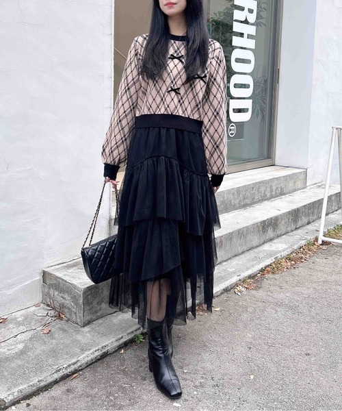 INGNI（イング）の「チェック柄ジャガードリボンニット（ニット/セーター・レディース・ホワイト×ブラック/ベージュ系その他2・M）」の16枚目の写真