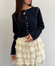配色パイピングカーディガン
