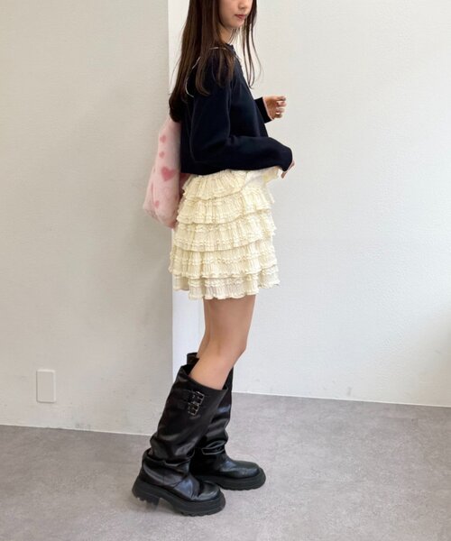 w closet（ダブルクローゼット）の「配色パイピングカーディガン（カーディガン/ボレロ・レディース・グレー/ブラウン/ネイビー/アイボリー・FREE）」の21枚目の写真