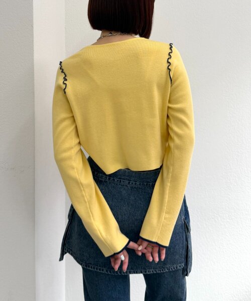 w closet（ダブルクローゼット）の「配色パイピングカーディガン（カーディガン/ボレロ・レディース・グレー/ブラウン/ネイビー/アイボリー・FREE）」の14枚目の写真