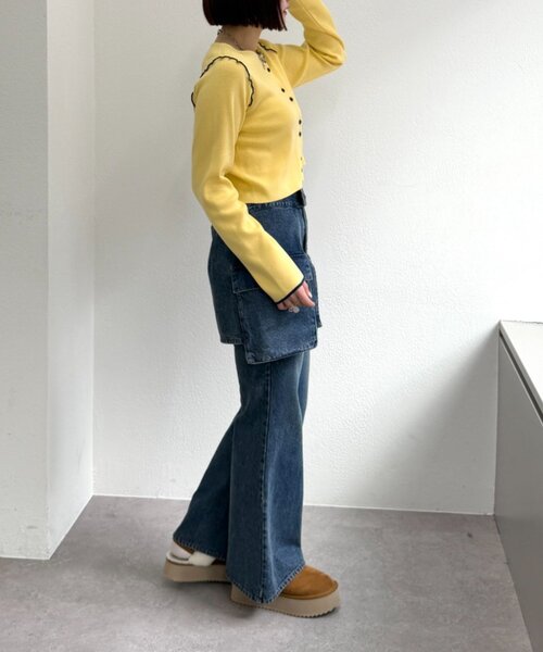 w closet（ダブルクローゼット）の「配色パイピングカーディガン（カーディガン/ボレロ・レディース・グレー/ブラウン/ネイビー/アイボリー・FREE）」の17枚目の写真