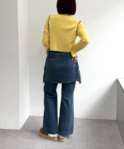 w closet（ダブルクローゼット）の「配色パイピングカーディガン（カーディガン/ボレロ・レディース・グレー/ブラウン/ネイビー/アイボリー・FREE）」の10枚目の写真