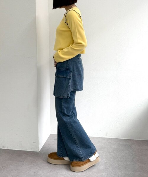 w closet（ダブルクローゼット）の「配色パイピングカーディガン（カーディガン/ボレロ・レディース・グレー/ブラウン/ネイビー/アイボリー・FREE）」の11枚目の写真