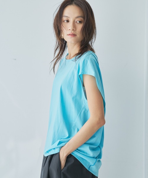 audrey and john wad(オードリーアンドジョンワッド)の「スーピマコットンシルケット天竺ノースリーブカットソー(Tシャツ/カットソー・レディース・ホワイト/ブラック/サックスブルー/オレンジ・FREE)」の10枚目の写真