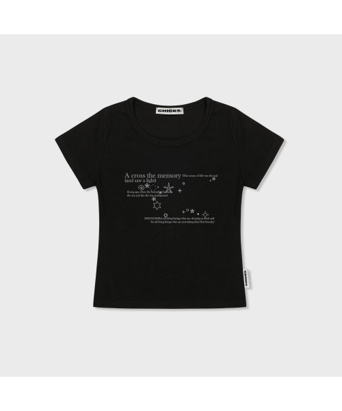 CHICKS(チックス)の「クロスメモリースリムフィット半袖Tシャツブラック(Tシャツ/カットソー・レディース・ブラック・FREE)」の2枚目の写真