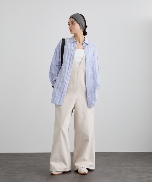 SALON adam et rope'（サロン アダム エ ロペ）の「ワイドピッチストライプシャツ（シャツ/ブラウス・レディース・サックスブルー/ホワイト・FREE）」の5枚目の写真