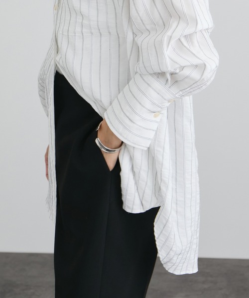 SALON adam et rope'（サロン アダム エ ロペ）の「ワイドピッチストライプシャツ（シャツ/ブラウス・レディース・サックスブルー/ホワイト・FREE）」の10枚目の写真