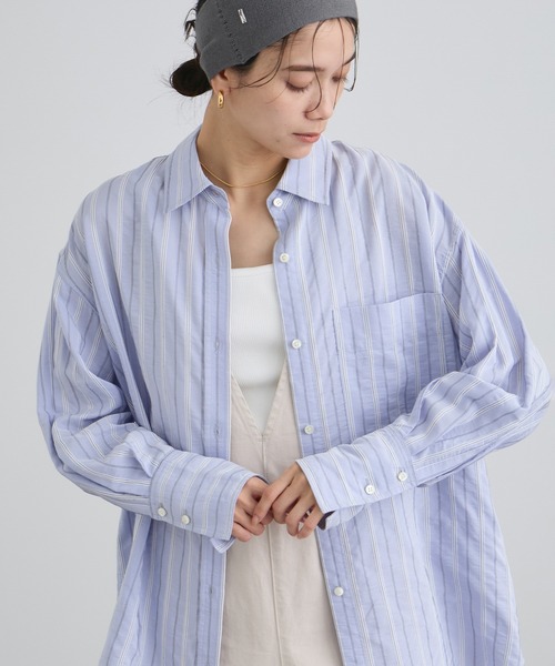 SALON adam et rope'（サロン アダム エ ロペ）の「ワイドピッチストライプシャツ（シャツ/ブラウス・レディース・サックスブルー/ホワイト・FREE）」の12枚目の写真