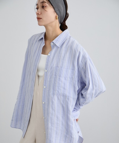 SALON adam et rope'（サロン アダム エ ロペ）の「ワイドピッチストライプシャツ（シャツ/ブラウス・レディース・サックスブルー/ホワイト・FREE）」の15枚目の写真