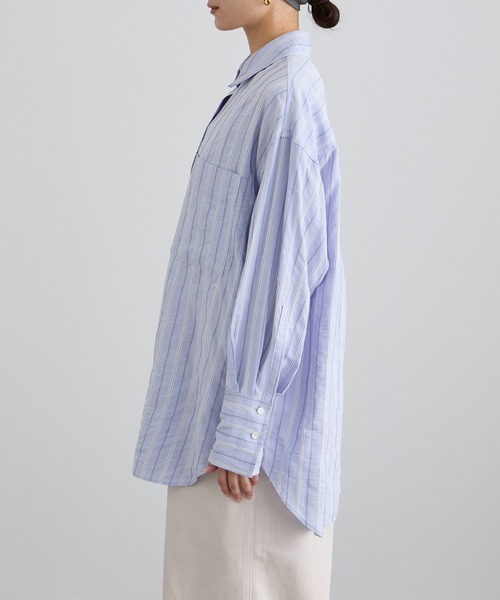 SALON adam et rope'（サロン アダム エ ロペ）の「ワイドピッチストライプシャツ（シャツ/ブラウス・レディース・サックスブルー/ホワイト・FREE）」の18枚目の写真