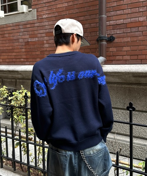 kutir(クティール)の「SHAGGY DESIGN LOGO PULLOVER KNIT/シャギーデザインロゴプルオーバーニット(ニット/セーター・メンズ・ブラック/ネイビー/ブラウン・LARGE/MEDIUM)」の3枚目の写真