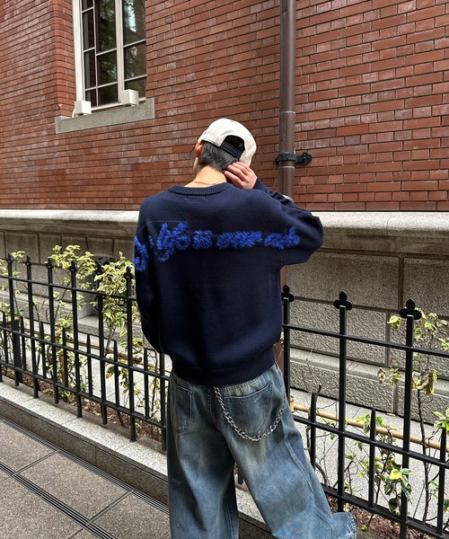 kutir(クティール)の「SHAGGY DESIGN LOGO PULLOVER KNIT/シャギーデザインロゴプルオーバーニット(ニット/セーター・メンズ・ブラック/ネイビー/ブラウン・LARGE/MEDIUM)」の19枚目の写真