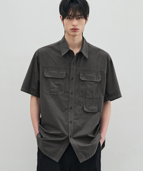 DRAW FIT（ドローフィット）の「アクマンコットン ダイイングハーフワークシャツ [CHARCOAL]（シャツ/ブラウス・メンズ・その他・MEDIUM/LARGE/X-LARGE）」の2枚目の写真
