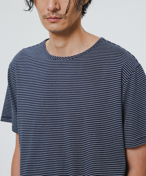 SHIRTER（シャーター）の「SOFT STRIPE T-SHIRT (NAVY SKY)（Tシャツ/カットソー・メンズ・その他・SMALL/MEDIUM/LARGE）」の6枚目の写真