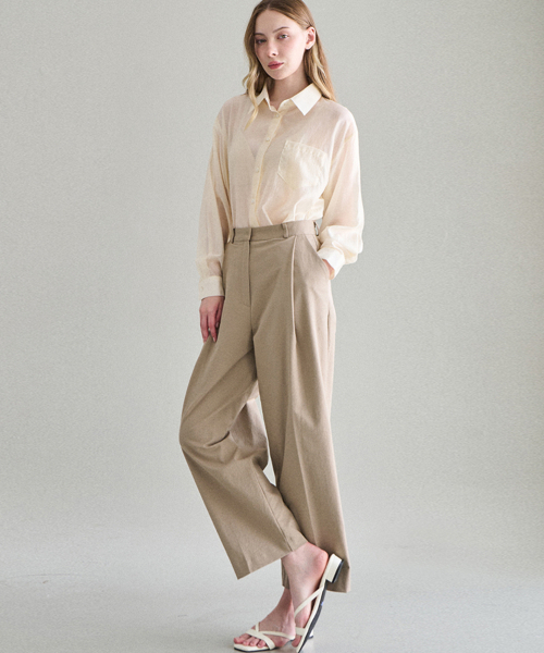 BLANCU（ブランユー）の「エディットピンタックスラックス（スラックス・レディース・ブラック/ベージュ/ブラウン・LARGE/SMALL/MEDIUM）」の6枚目の写真