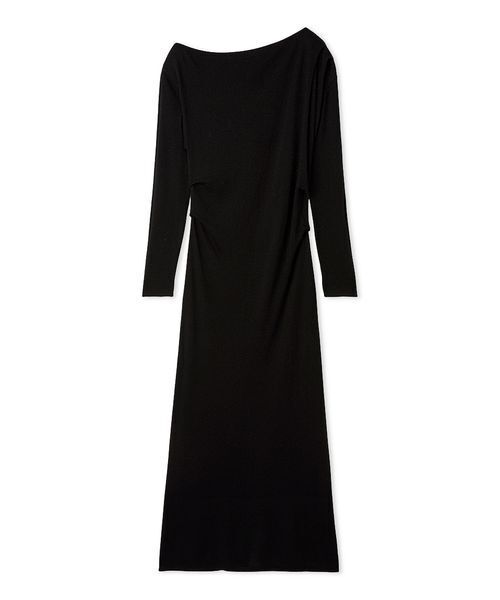 みっこ　LIPSY ブラック ドレープ ワンショル ワンピース タイト セール】タックドレープワンショルリブニットワンピース（ワンピース