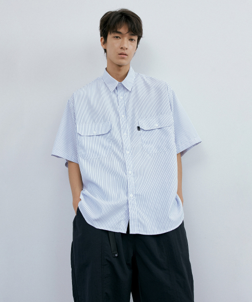 ENDOOR(エンドア)の「Over easy stripe 1/2 shirt (blue stripe)(シャツ/ブラウス・メンズ・その他・1/2/3)」の1枚目の写真