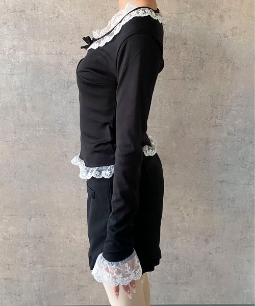 Mejoul（メジュール）の「【2026春夏新作】配色レースフリルリボンタイトカットソー（Tシャツ/カットソー・レディース・ブラック/アイボリー・S/M）」の19枚目の写真