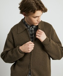 ≪残りわずか≫CASHMERE ニットジップブルゾン |カシミヤ/冬服/ウール/洗える/防縮/ダブルジップ/ポケット/ジップシャツ/防寒/ムレ防止/静電気防止