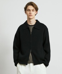 ≪新作≫CASHMERE ニットジップブルゾン |カシミヤ/冬服/ウール/洗える/防縮/ダブルジップ/ポケット/ジップシャツ/防寒/ムレ防止/静電気防止