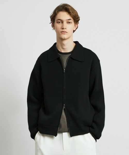 amoment ダブルジップニット ジャケット 黒 maoma-54113_1.jpg