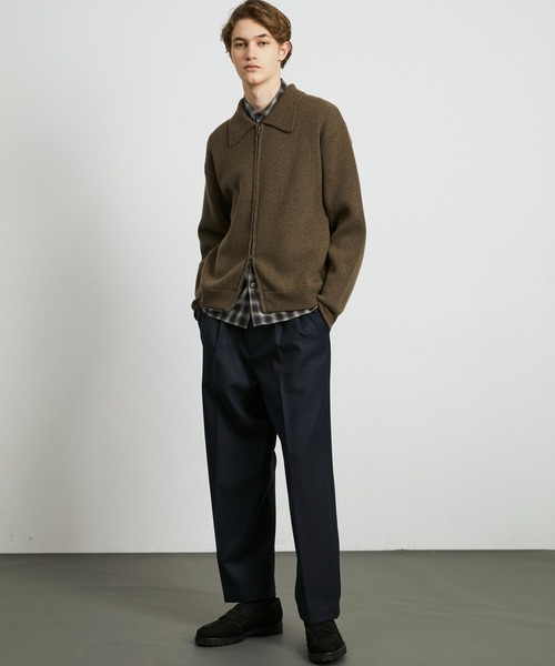 UNITED TOKYO(ユナイテッドトウキョウ)の「≪新作≫CASHMERE ニットジップブルゾン |カシミヤ/冬服/ウール/洗える/防縮/ダブルジップ/ポケット/ジップシャツ/防寒/ムレ防止/静電気防止(ブルゾン・メンズ・ブラウン/ブラック・1/2)」の9枚目の写真