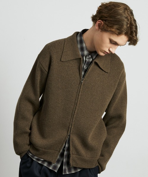 UNITED TOKYO(ユナイテッドトウキョウ)の「≪新作≫CASHMERE ニットジップブルゾン |カシミヤ/冬服/ウール/洗える/防縮/ダブルジップ/ポケット/ジップシャツ/防寒/ムレ防止/静電気防止(ブルゾン・メンズ・ブラウン/ブラック・1/2)」の12枚目の写真