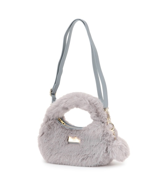 kate spade ケイトスペード　水色　ファー　バッグ　ショルダーバッグ セール】フェイクファーハーフムーンバッグ（ショルダーバッグ）｜kate