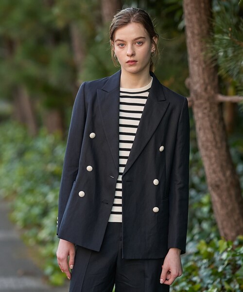 DRESSTERIOR（ドレステリア）の「【セットアップ可】リネンブレンドWブレストジャケット（テーラードジャケット・レディース・オフホワイト/ネイビー/サックスブルー/ライトベージュ・38/34/36）」の17枚目の写真
