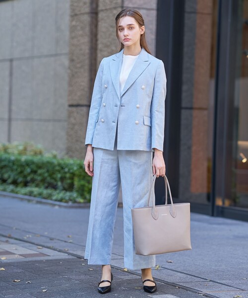 DRESSTERIOR（ドレステリア）の「【セットアップ可】リネンブレンドWブレストジャケット（テーラードジャケット・レディース・オフホワイト/ネイビー/サックスブルー/ライトベージュ・38/34/36）」の12枚目の写真