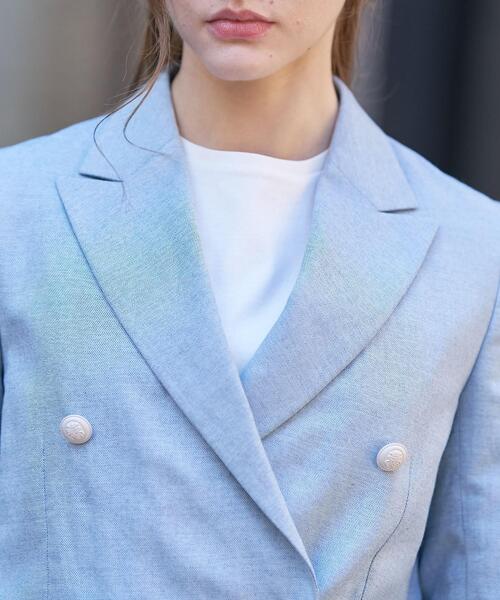 DRESSTERIOR（ドレステリア）の「【セットアップ可】リネンブレンドWブレストジャケット（テーラードジャケット・レディース・オフホワイト/ネイビー/サックスブルー/ライトベージュ・38/34/36）」の15枚目の写真
