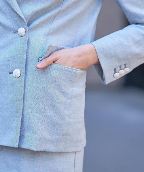 DRESSTERIOR（ドレステリア）の「【セットアップ可】リネンブレンドWブレストジャケット（テーラードジャケット・レディース・オフホワイト/ネイビー/サックスブルー/ライトベージュ・38/34/36）」の16枚目の写真