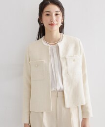 ノーカラージャケット（ホワイト/白色系）ファッション通販 - ZOZOTOWN