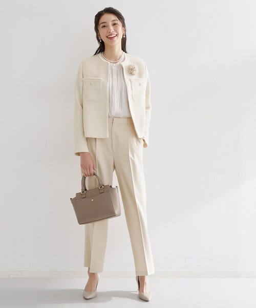 THE SHOP TK (ザ ショップ ティーケー )の「【通勤・セレモニー】ツイードノーカラージャケット(ノーカラージャケット・レディース・アイボリー/ネイビー/ブラック系3・12/13)」の6枚目の写真