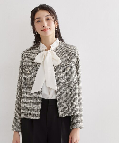 THE SHOP TK (ザ ショップ ティーケー )の「【通勤・セレモニー】ツイードノーカラージャケット(ノーカラージャケット・レディース・アイボリー/ネイビー/ブラック系3・12/13)」の12枚目の写真