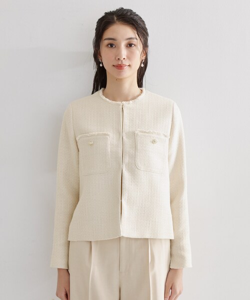 THE SHOP TK (ザ ショップ ティーケー )の「【通勤・セレモニー】ツイードノーカラージャケット(ノーカラージャケット・レディース・アイボリー/ネイビー/ブラック系3・12/13)」の16枚目の写真