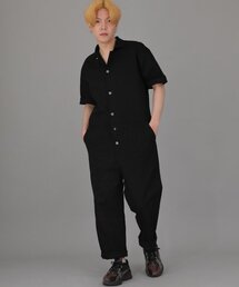 SAINTCREW（セントクルー）の「Overround Fatigue Short Sleeve Jumpsuit OF-501S Black B Button（つなぎ/オールインワン・レディース）」