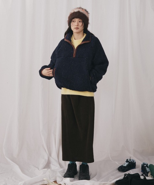 MERLOT（メルロー）の「ネップボアスタンドプルオーバー（スウェット・レディース・ホワイト/ネイビー・FREE）」の3枚目の写真