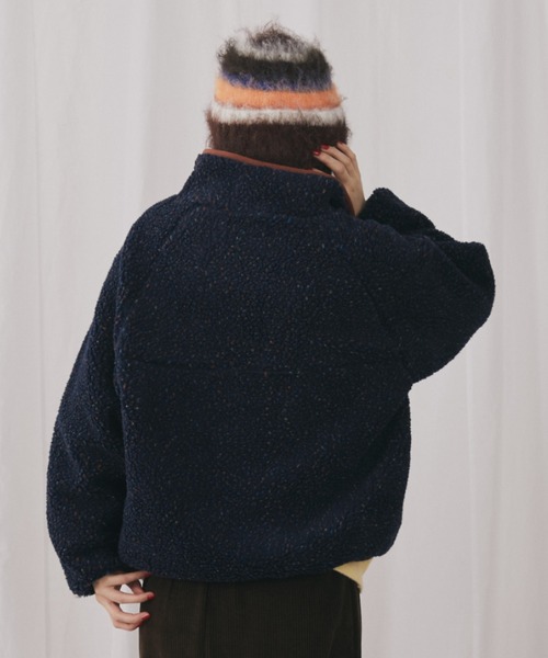 MERLOT（メルロー）の「ネップボアスタンドプルオーバー（スウェット・レディース・ホワイト/ネイビー・FREE）」の7枚目の写真