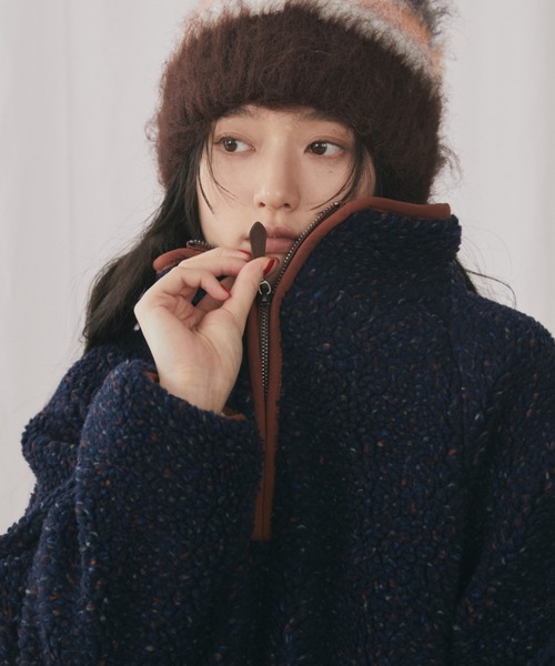 MERLOT（メルロー）の「ネップボアスタンドプルオーバー（スウェット・レディース・ホワイト/ネイビー・FREE）」の8枚目の写真