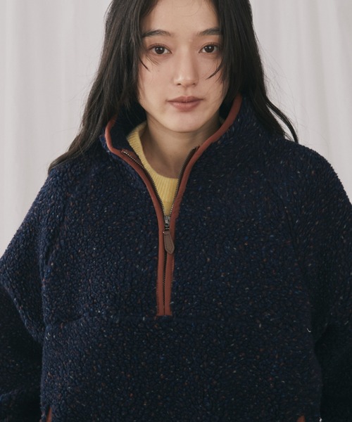 MERLOT（メルロー）の「ネップボアスタンドプルオーバー（スウェット・レディース・ホワイト/ネイビー・FREE）」の13枚目の写真