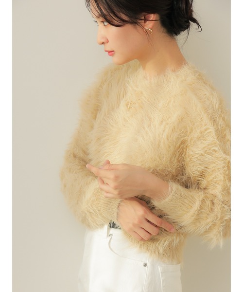 Te chichi（テチチ）の「【ZOZO限定】ラメフェザーシャギーニットカーディガン（カーディガン/ボレロ・レディース・ネイビー/ベージュ/グレー・F）」の8枚目の写真