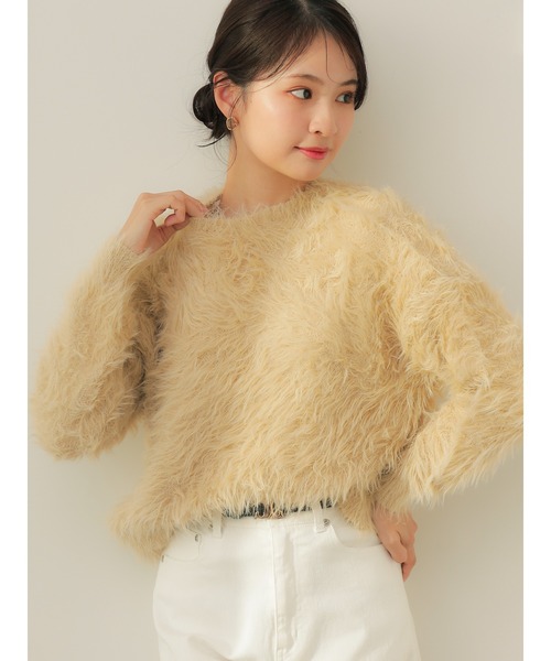 Te chichi（テチチ）の「【ZOZO限定】ラメフェザーシャギーニットカーディガン（カーディガン/ボレロ・レディース・ネイビー/ベージュ/グレー・F）」の9枚目の写真