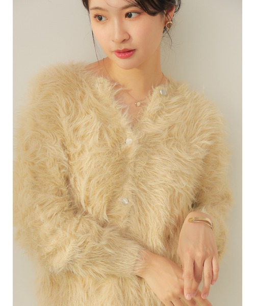 Te chichi（テチチ）の「【ZOZO限定】ラメフェザーシャギーニットカーディガン（カーディガン/ボレロ・レディース・ネイビー/ベージュ/グレー・F）」の10枚目の写真